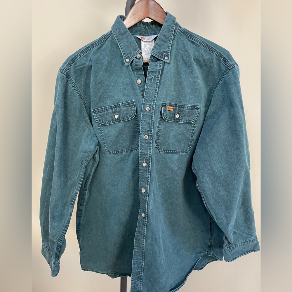 Carhartt Green long sleeve rugged outdoor wear button up shirt